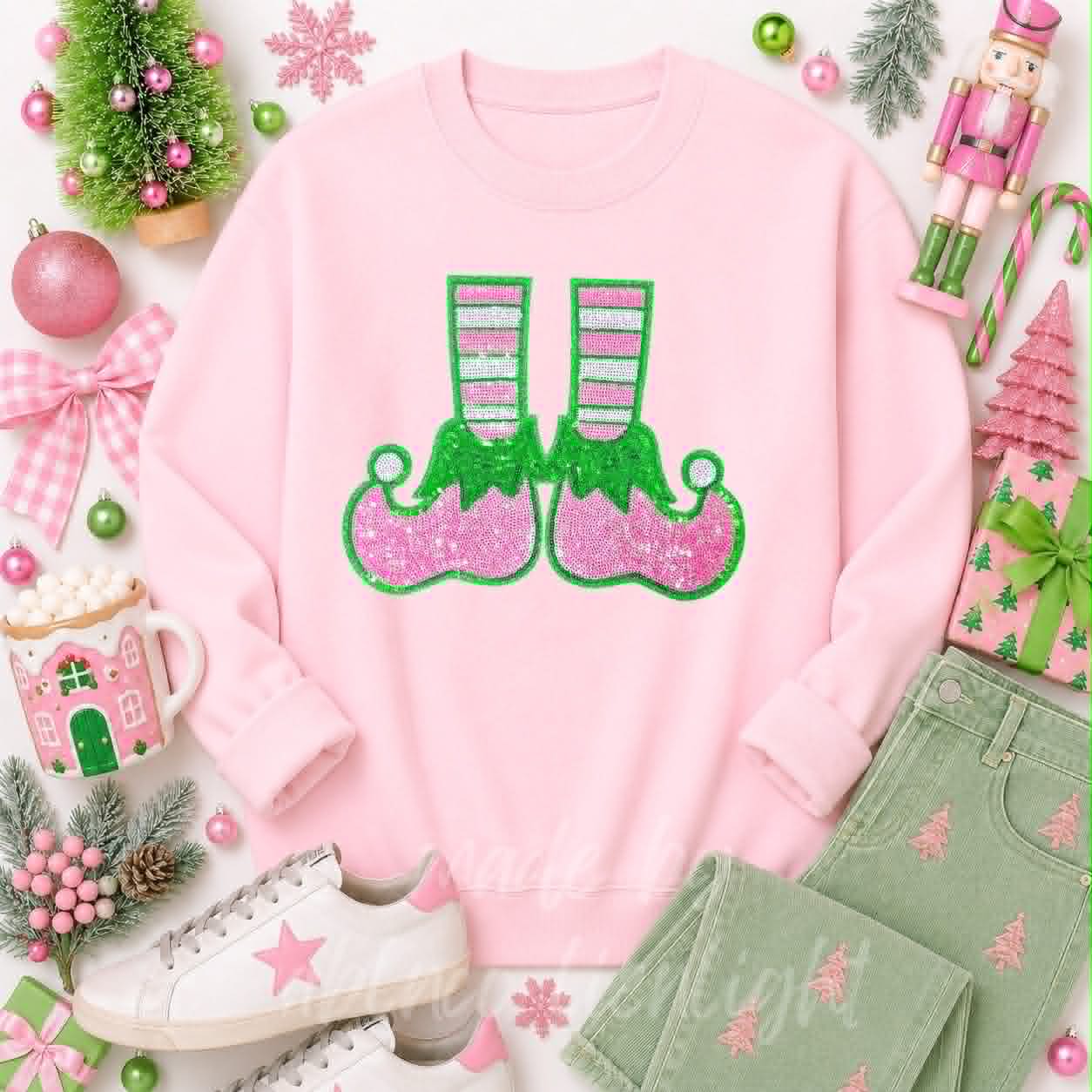 Elf Shoes Christmas Sequin Patch Sweatshirt