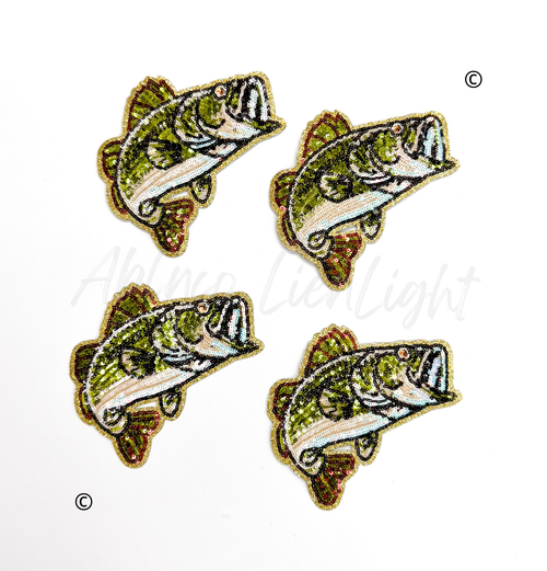 Bass Fish Fishing Sequin Patch - Small
