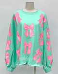 Pink Bows Mint Green Sequin Sweatshirt