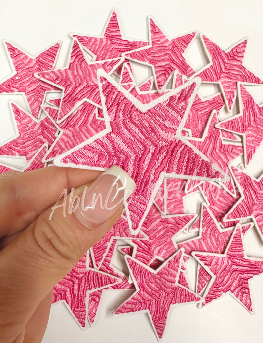 Preppy Pink Zebra Star Embroidery Patch