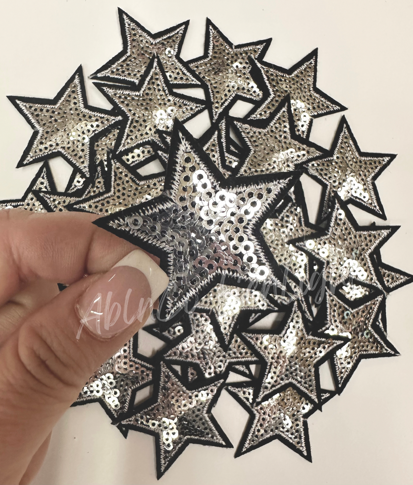 2” Silver Sequin Star Embroidery Patch