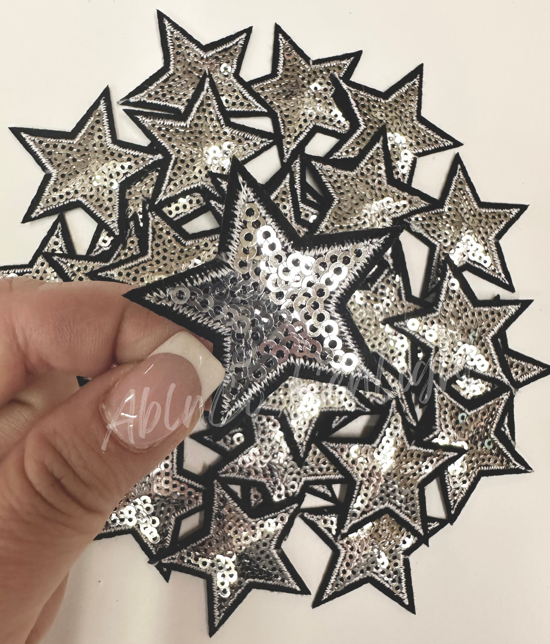 2” Silver Sequin Star Embroidery Patch