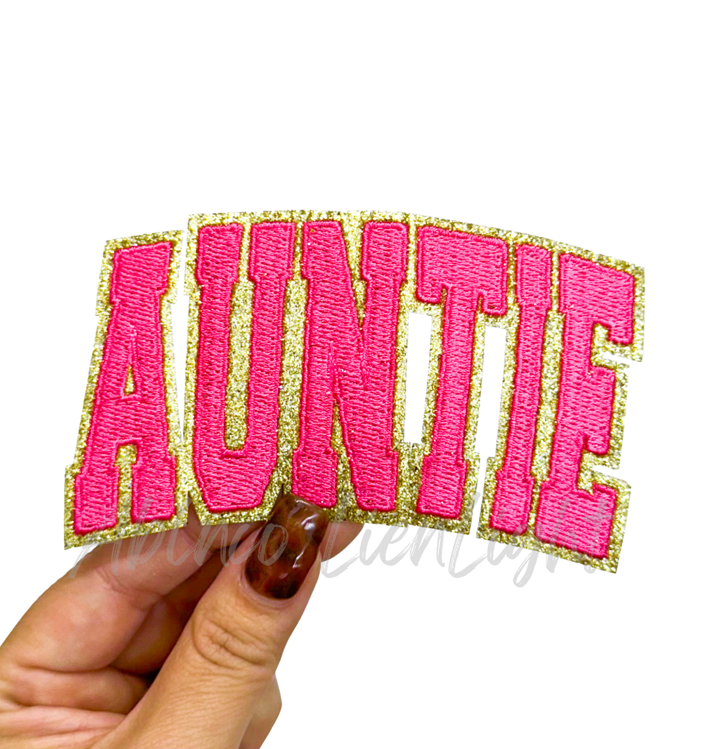 Hot Pink Auntie Embroidery Patch