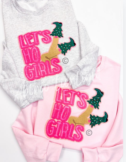 Let’s Ho Girls©️ Christmas Sequins Chenille Patch Sweatshirt