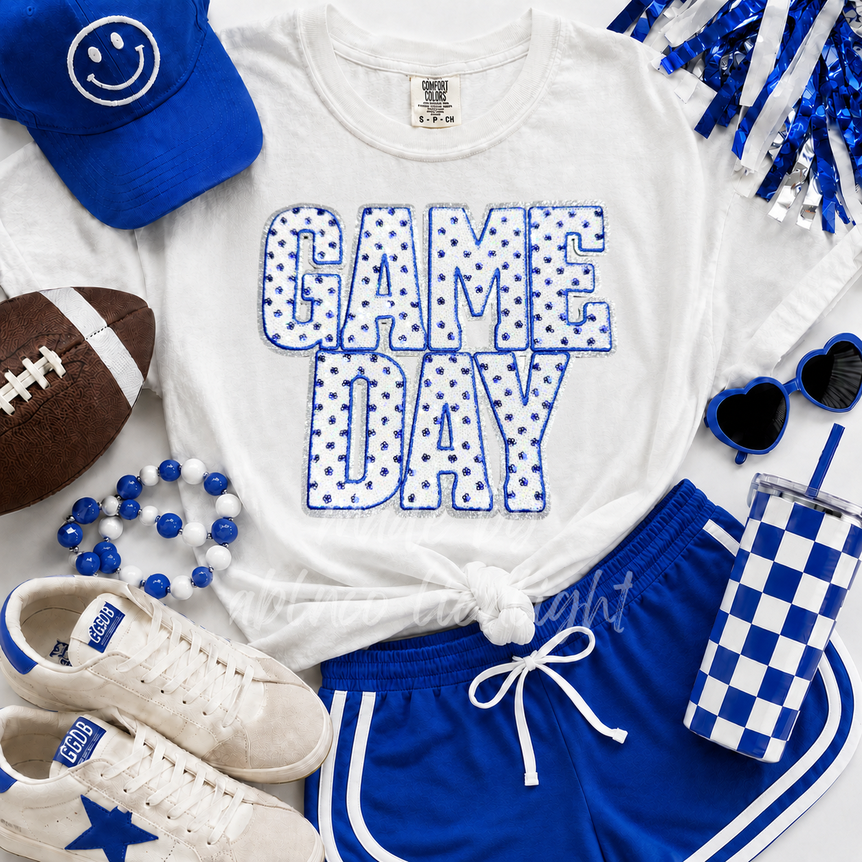 Royal Blue Polka Dots Game Day Sequin Tshirt & Sweatshirt
