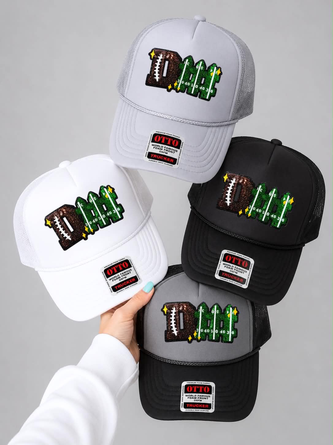 D Fence Football Sequin Patch Otto Trucker Hat
