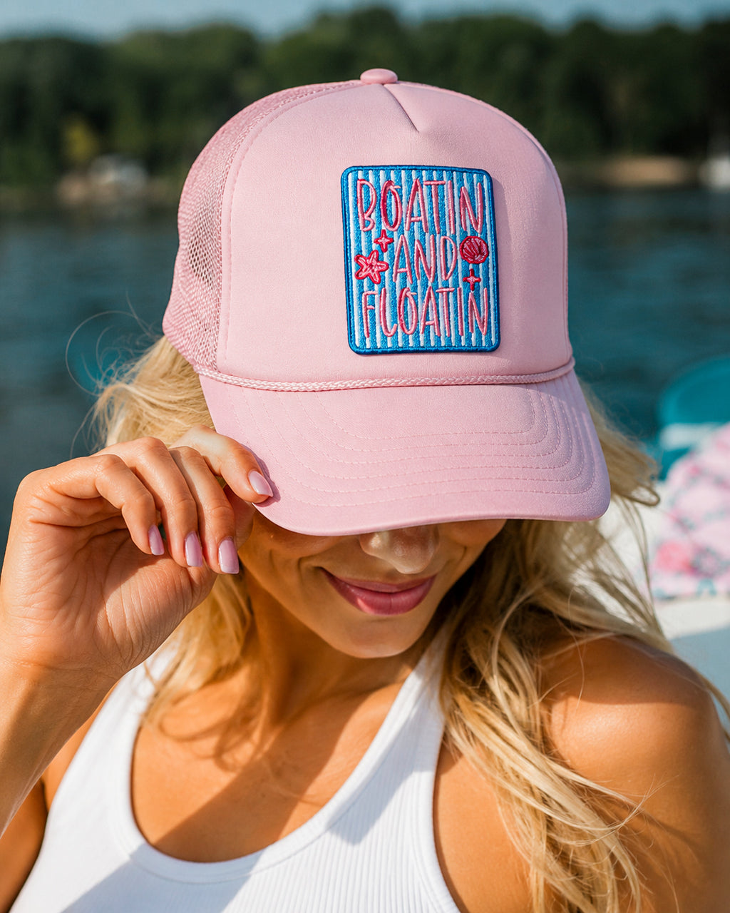 Boatin And Floatin Summer Embroidery Patch Otto Trucker Hat