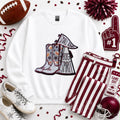 Maroon Small Town Big Spirit Football Sequin Patch Shirt