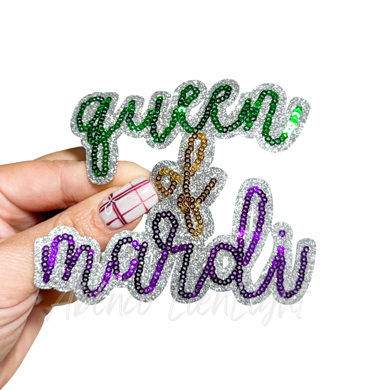 Queen of Mardi Gras Sequins Patch - Small