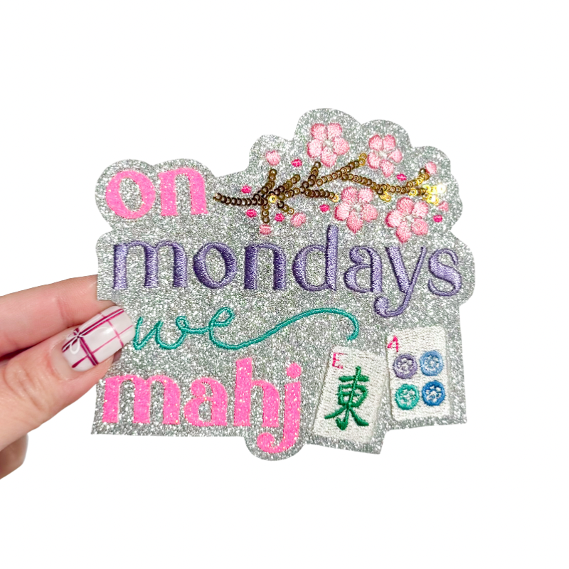 On Mondays we Mahjong Sequins Patch - Small