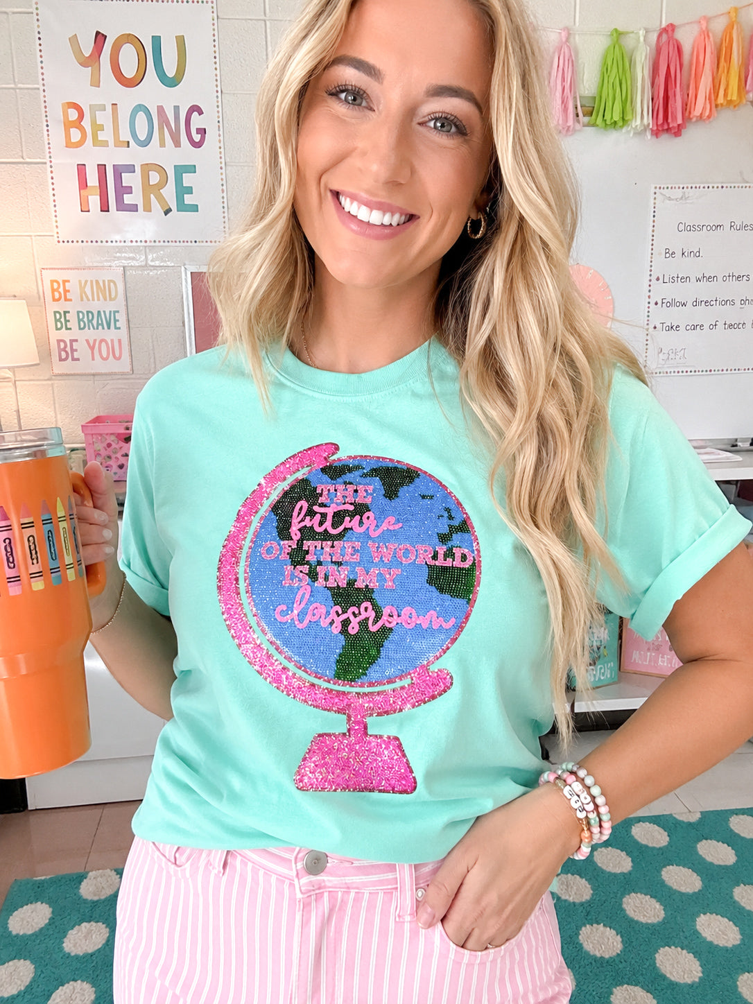 The Future Of The World Teacher Sequin Patch TShirt