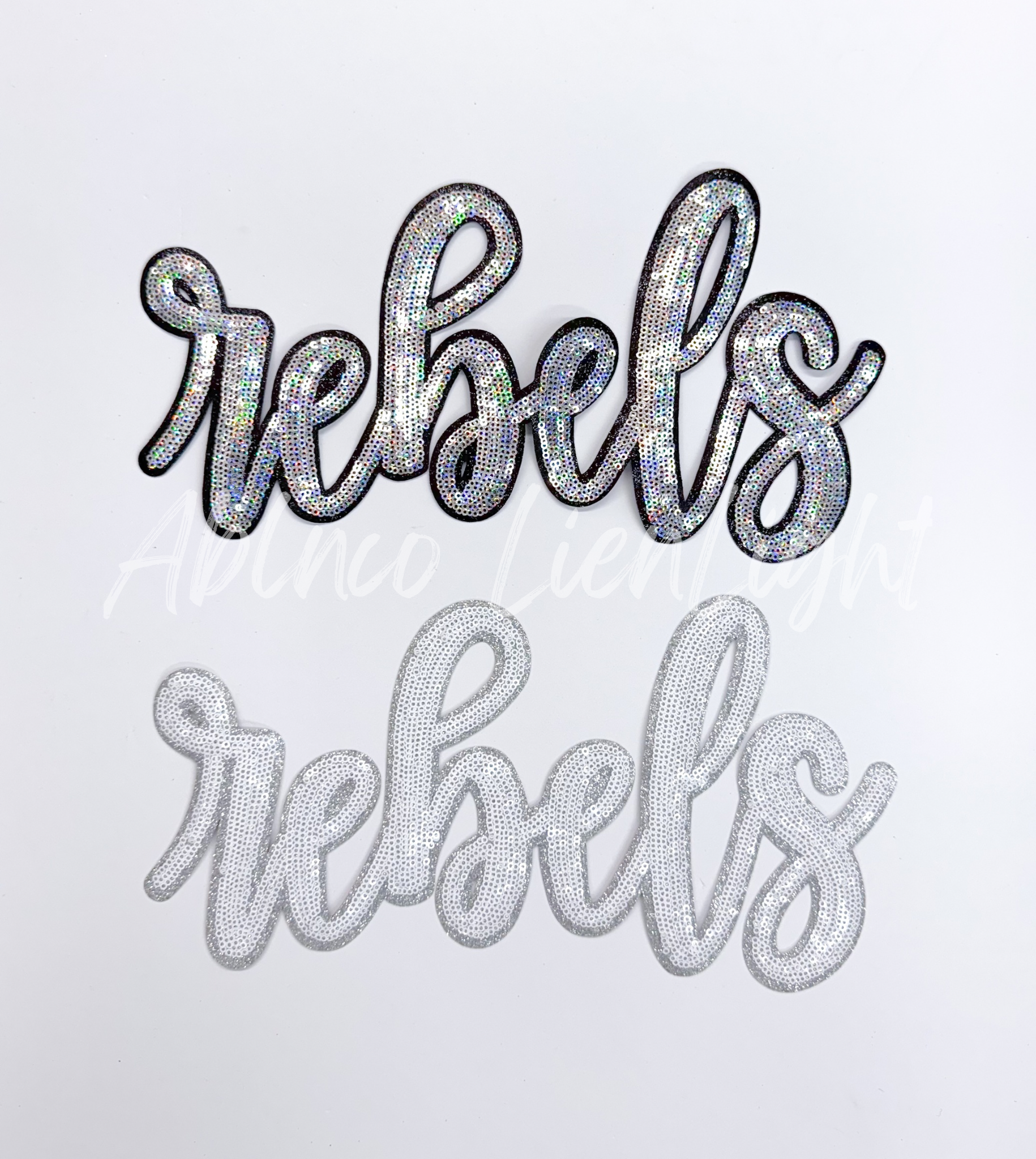 Rebels Mascot Script Sequin Patch - Large