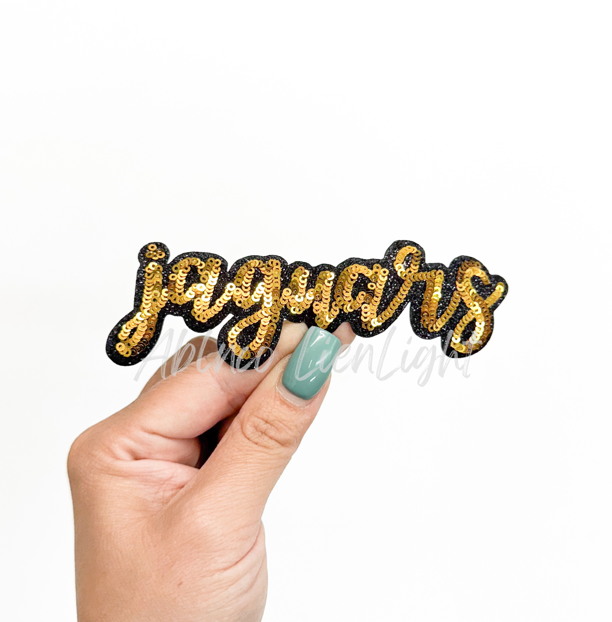Jaguars Mascot Gold Script Sequin Patch - Small