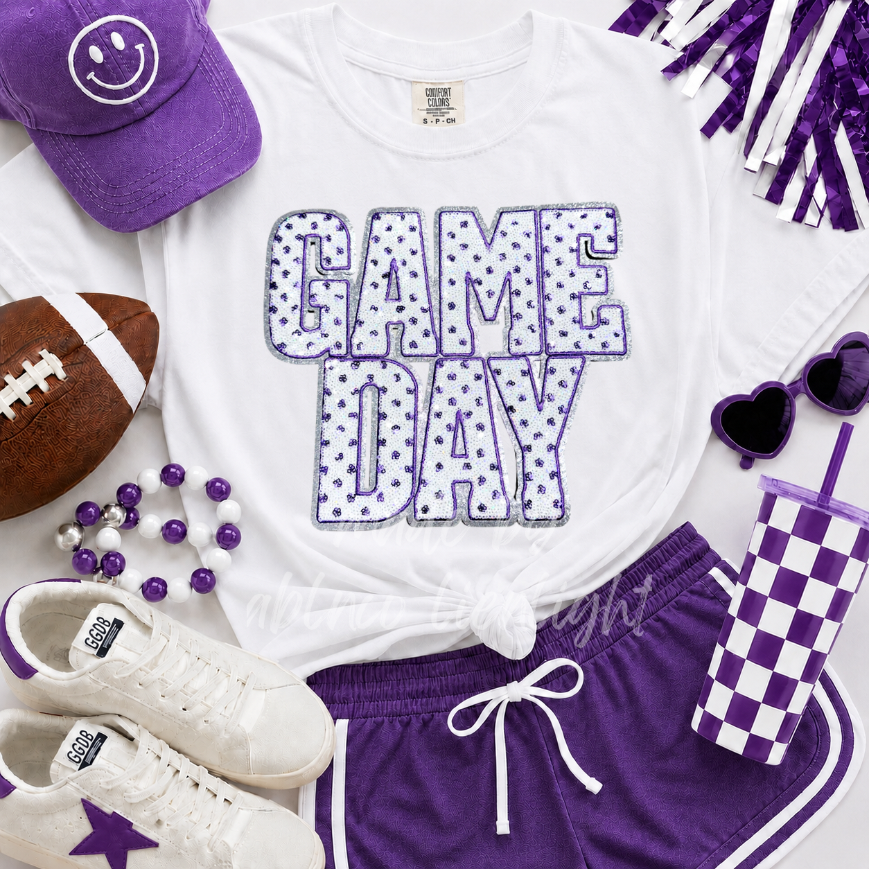 Purple Polka Dots Game Day Sequin Patch Shirt