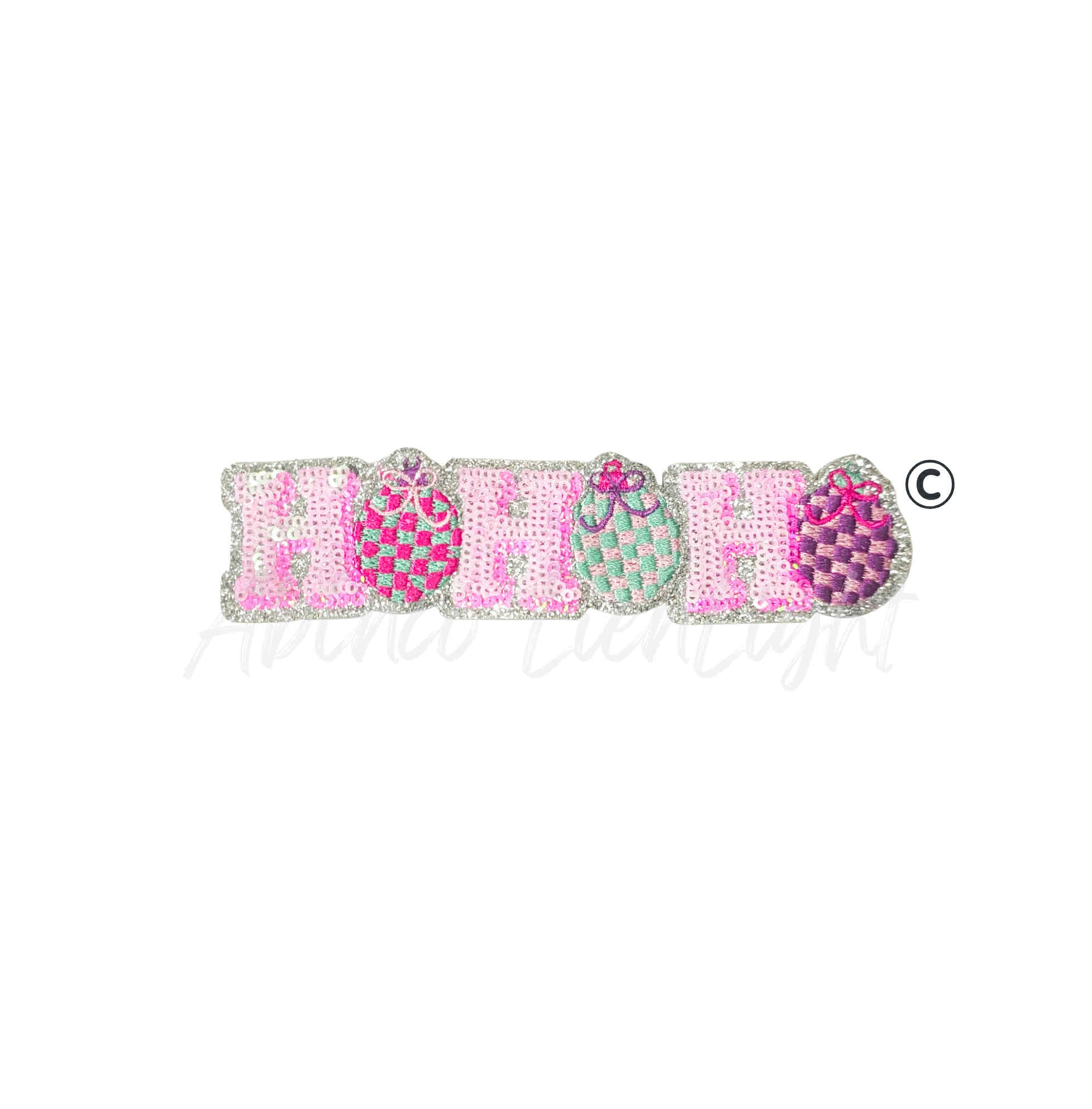 Ho Ho Ho Ornaments Christmas Sequin Patch - Small
