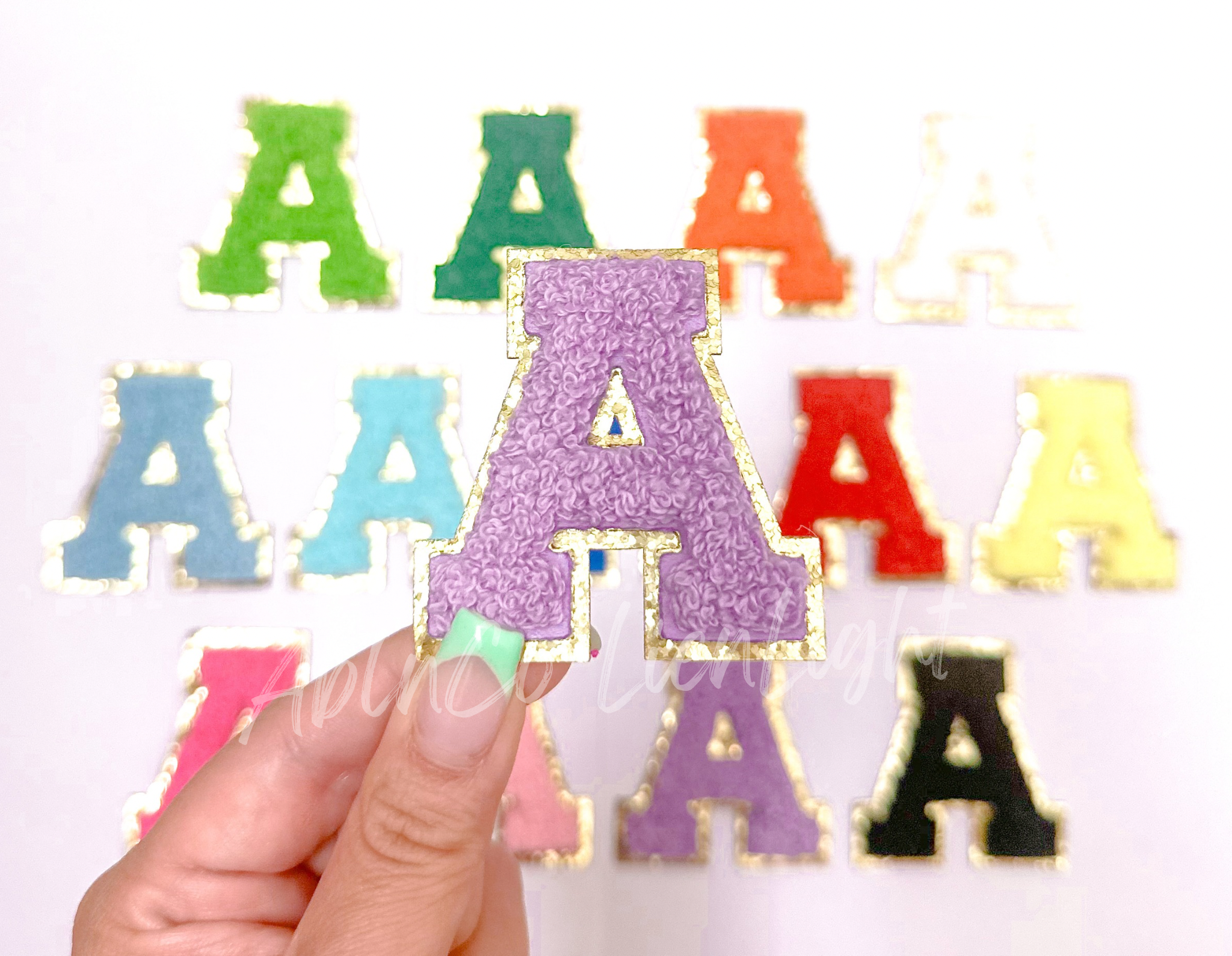 Purple Chenille Letter Adhesive Sticker Patch