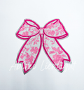 Big Hot Pink Floral Sequins Bow Patch