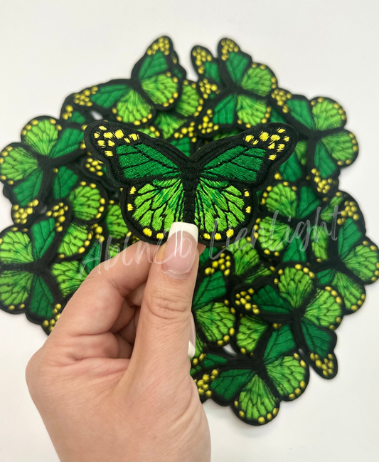 Rainbow Green Butterfly Embroidery Patch