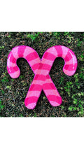 Pink Candy Cane Christmas Chenille Patch - Large