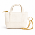 Beige Canva Mini Tote Bag Keychain | Zippered Purse Charm & Pouch