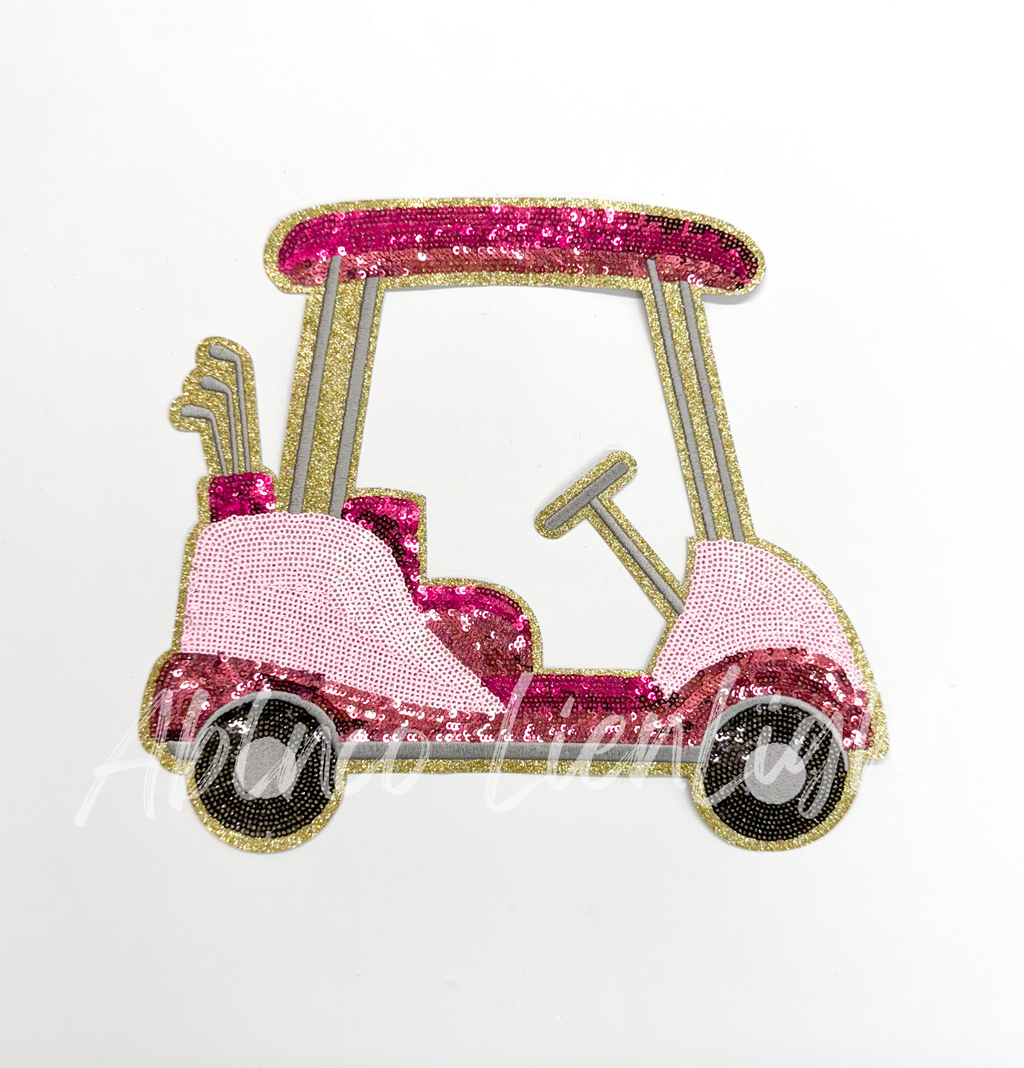 Pink Golf Cart Sequin Patch