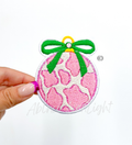 Pink Cow Print Ornament Christmas Sequin Patch - Small