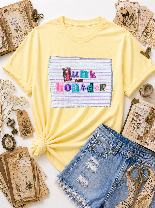 Journal Junk Hoarder Sequin Patch Tshirt