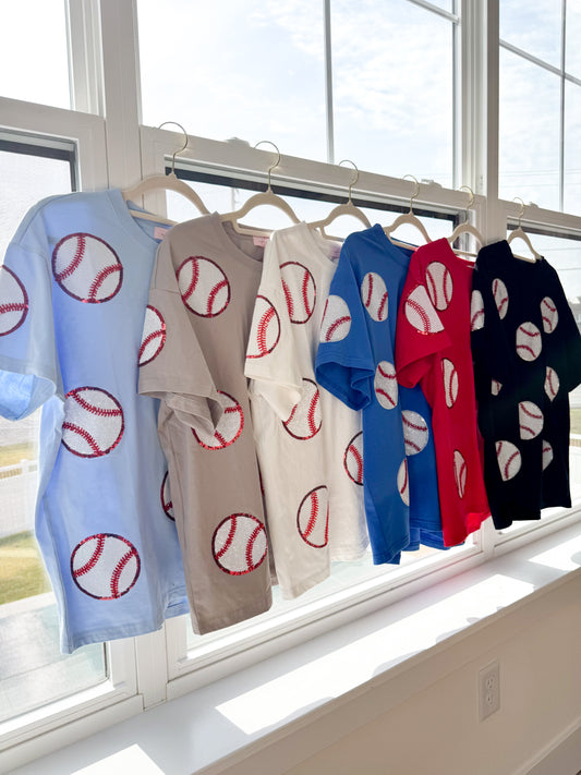 Baseball Tshirt Real Sequins Beading Randomize ( Please Read Description )