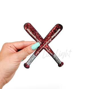 Baseball Glitter Embroidery Side Bows Patch