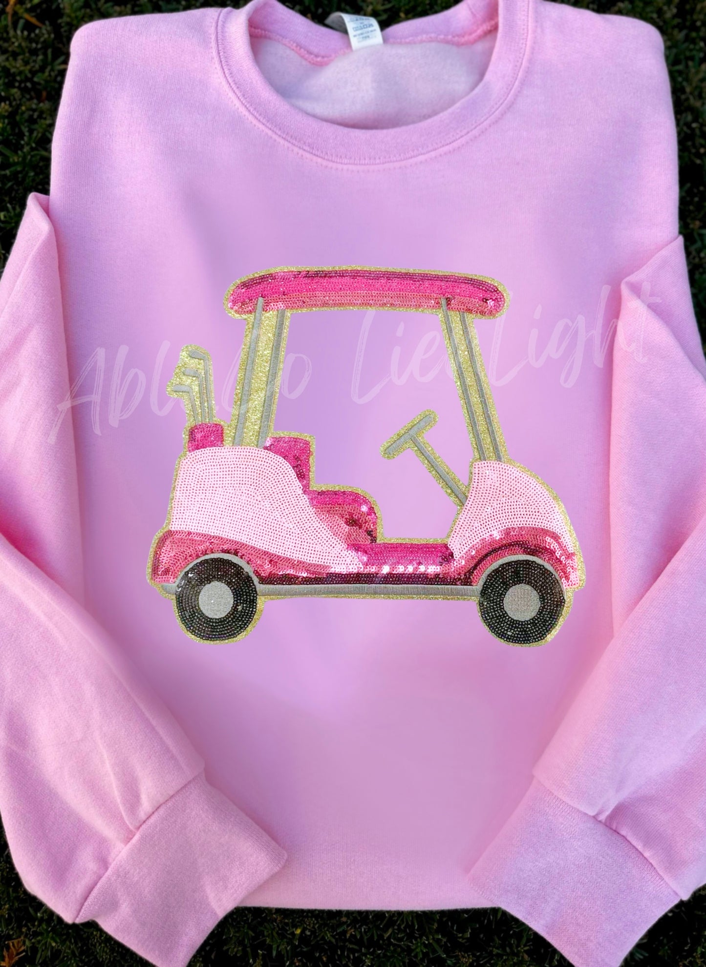 NEW Preppy Pink Sequins Golf Cart Sweatshirt
