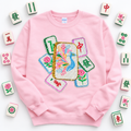 Mahjong Bird Game Tiles Sequin Patch Sweatshirt