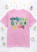 Colorful Mahjong Queen Beaded Real Sequins Pink Tshirt