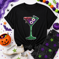 Bloody Eyeballs Martini Halloween Sequin Patch Tshirt