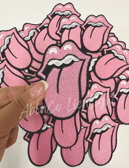 Preppy Pink Rolling Tongue Embroidery Patch