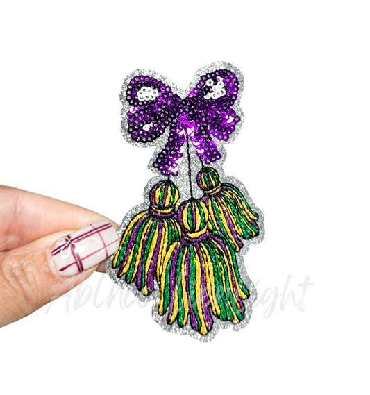 Mardi Gras Majorette Tassels Sequins Patch - Small