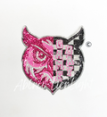 Owl Mascot Pink Checkered Sequin Patch - Large