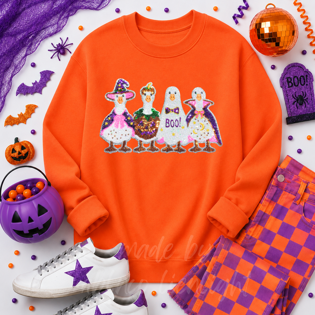 Silly Goose Halloween Sequin Patch Sweatshirt