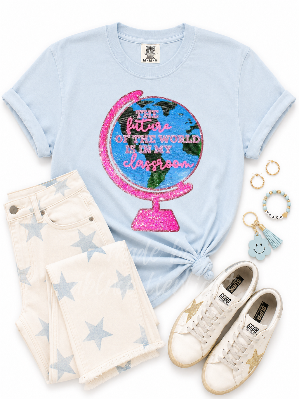 The Future Of The World Teacher Sequin Patch TShirt