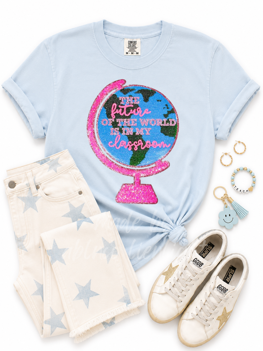 The Future Of The World Teacher Sequin Patch TShirt