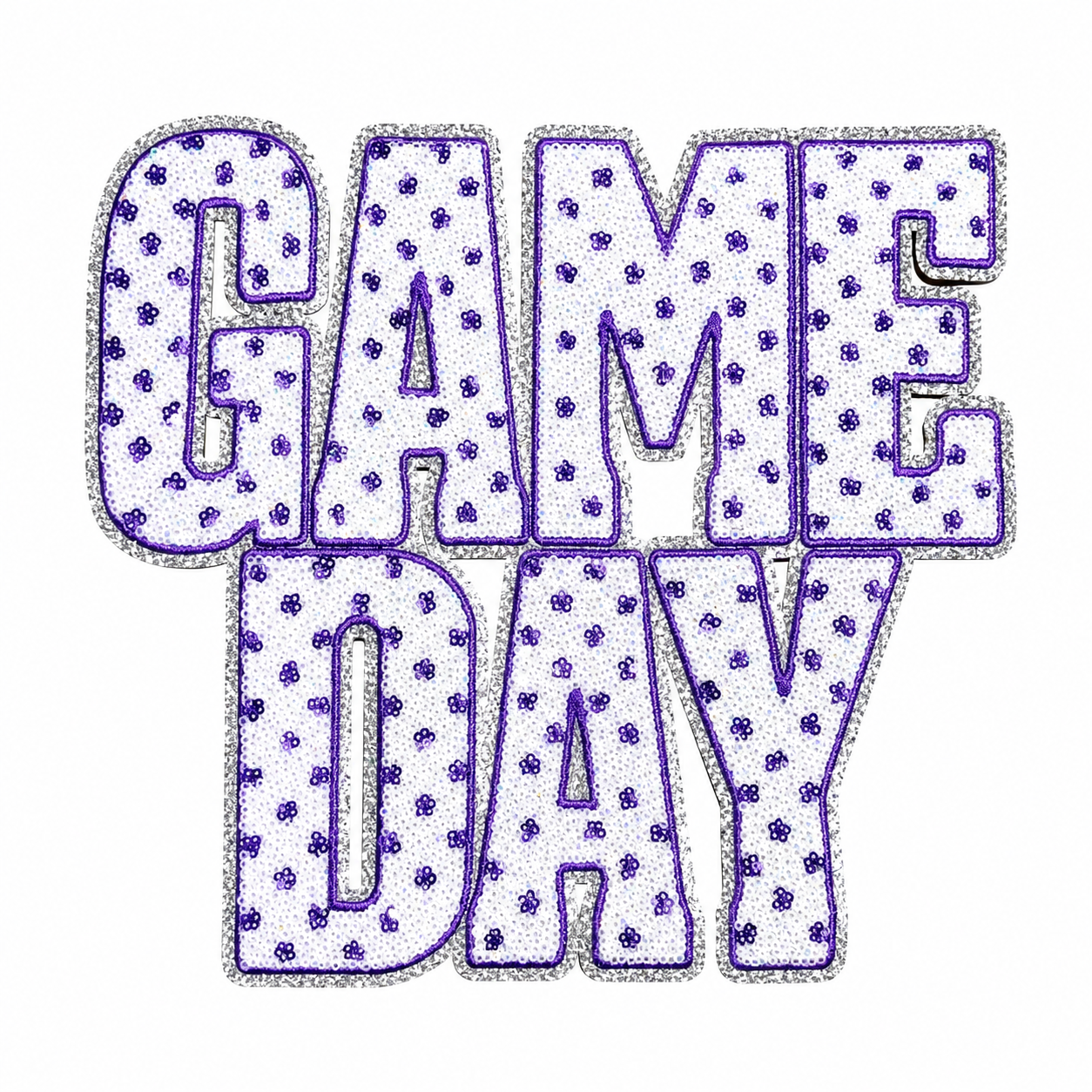 Purple Polka Dots Game Day Sequin Patch - Large
