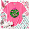 Merry & Bright Ornament Christmas Sequin Patch Tshirt