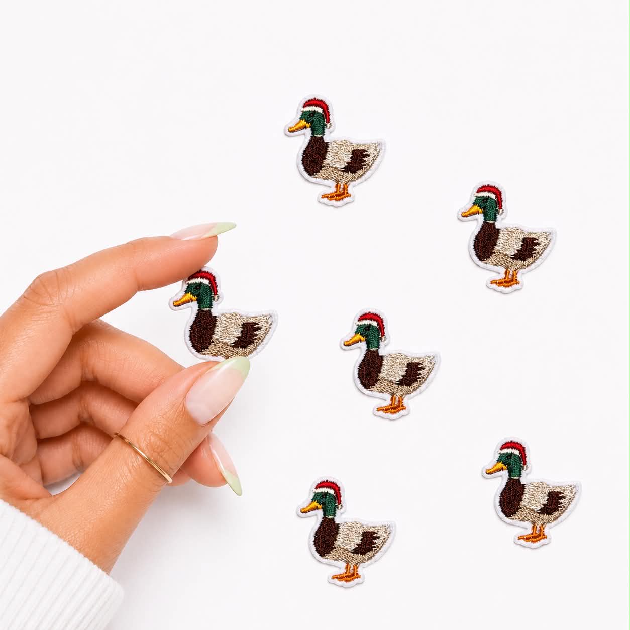 Mini Christmas Mallard Duck Embroidered Patch