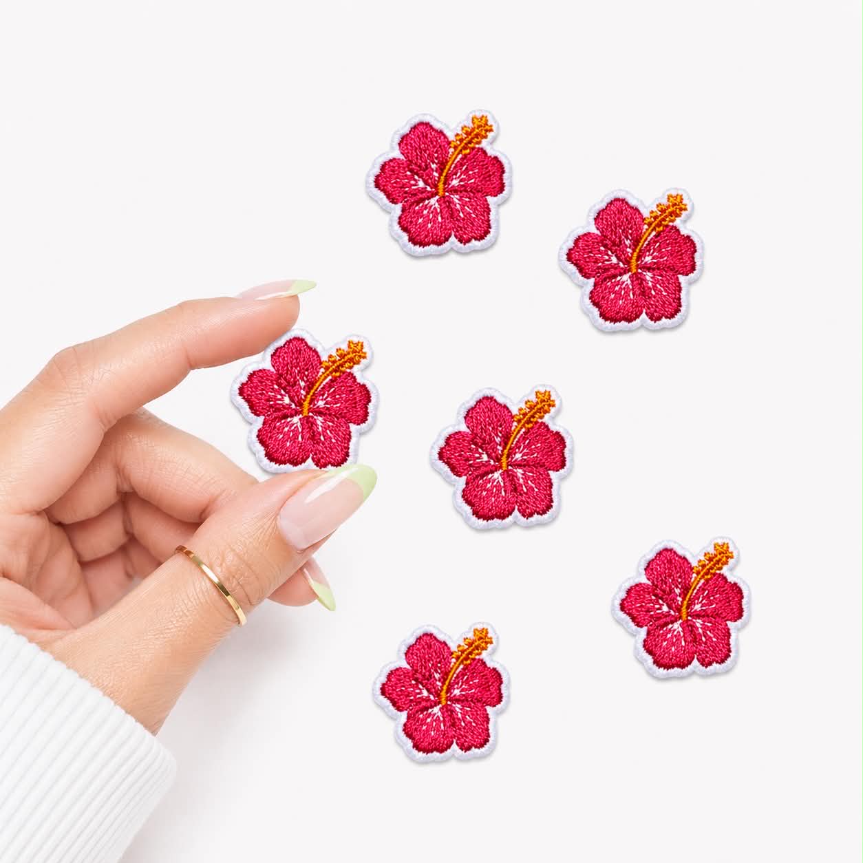 Mini Hibiscus Flower Embroidered Patch