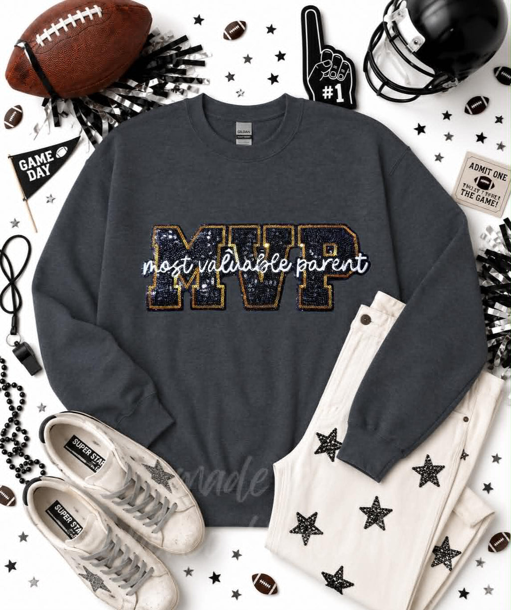 MVP Parent Football Sequin Patch Sweatshirt