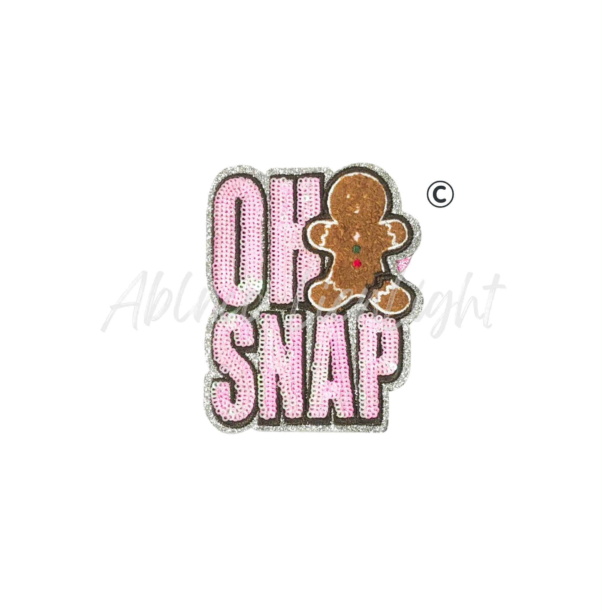 Oh Snap Gingerbread Christmas Sequin Patch - Small