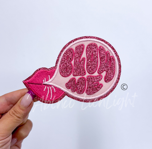 Blow Me lips glitter embroidery patch