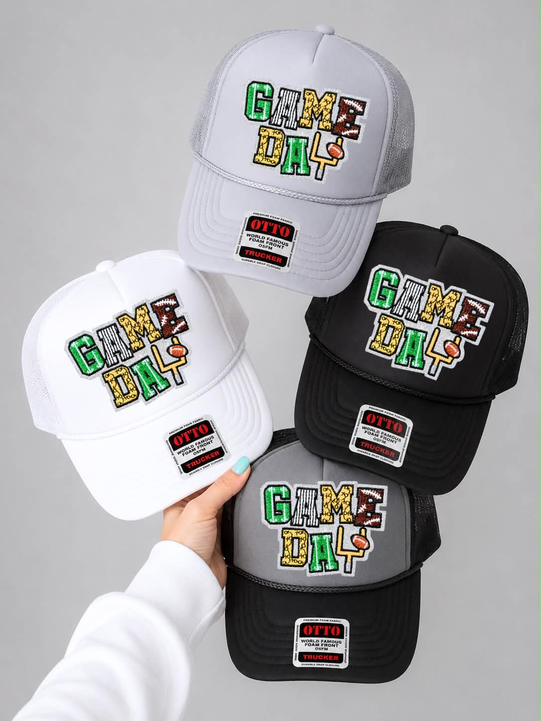 Game Day Plays Football Sequin Patch Otto Trucker Hat