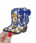 Softball Homerun Royal Blue Bow Boots Sequin Patch - Small
