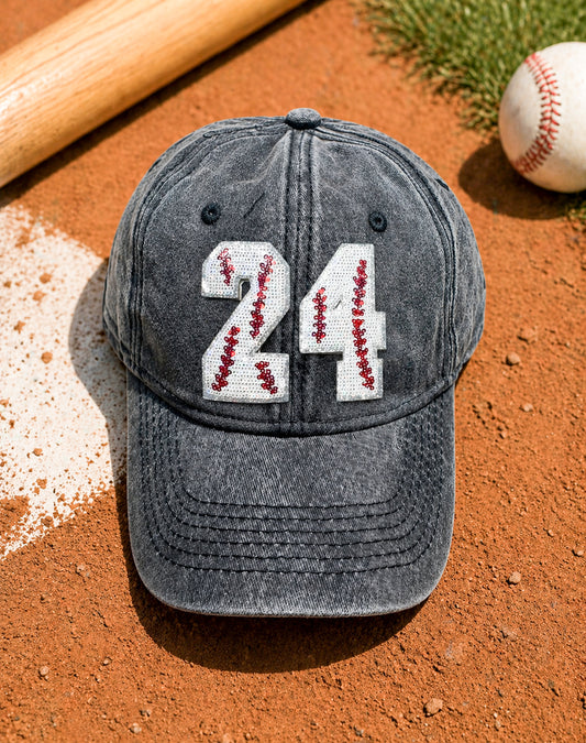 Baseball Sequin Number Sports Denim Hat