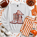 Orange Small Town Big Spirit Football Sequin Patch Sweatshirt